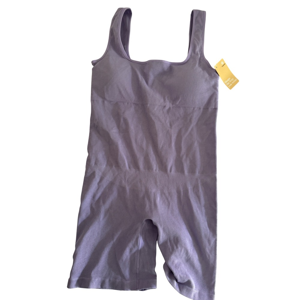 Popilush Purple Ribbed Shapewear Romper Sleeveless Bodysuit XL NWT